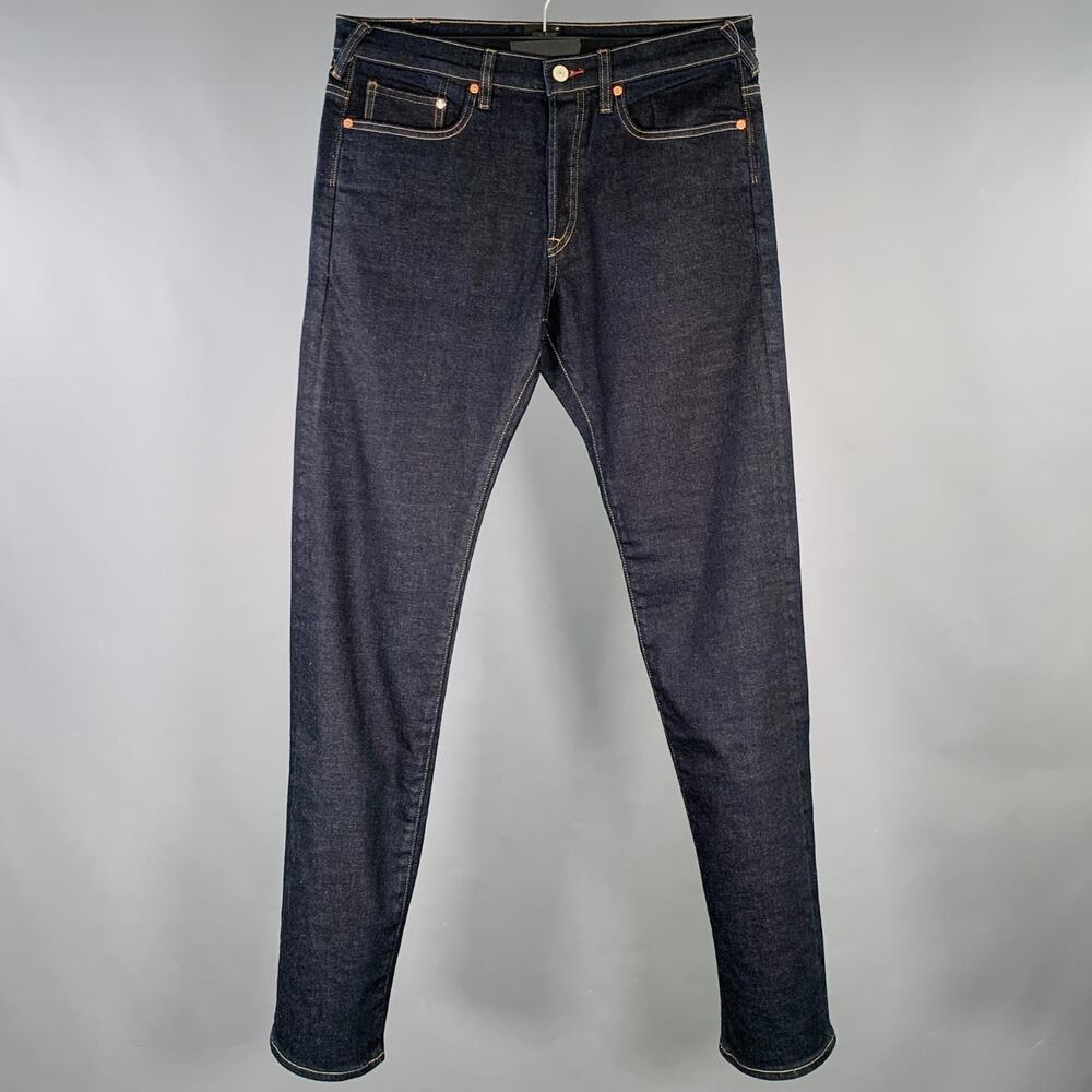 PS by PAUL SMITH Size 31 Indigo Contrast Stitch Cotton Blend Straight Jeans
